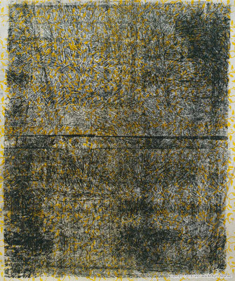 Untitled_yellow　2001 シルクスクリーン　木炭　Original 520×430 mm