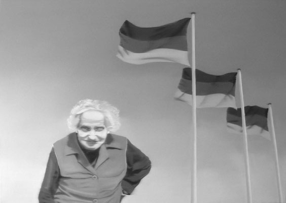 Vor wehenden Flaggen, 2005, Oil on Canvas, 100 x 140 cm