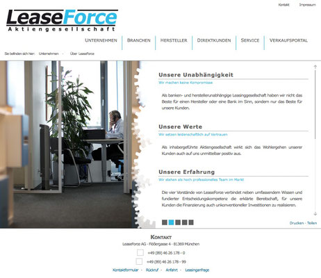 Konzept und Wording der Website der LEASEFORCE AG