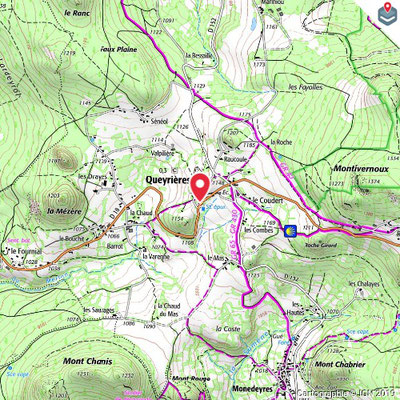 Carte des environs de Queyrières dans le Meygal, haute-loire