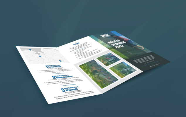 Kunde: Buhl Activity Parks GmbH | Skills: Idee, Konzept, Grafik, Illustration, Gestaltung, Umsetzung Trifold-Flyer.
