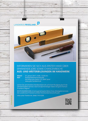 Kunde: Landkreis Friesland / Abteilung Jobcenter | Skills: Grafik, Texteinpassung, Umsetzung Plakat.