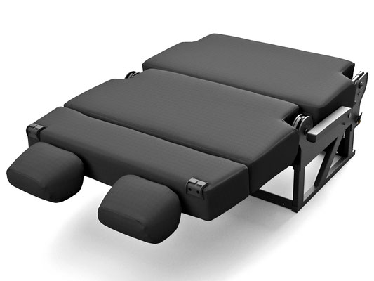 RV seat converts to flat bed area for sleeping