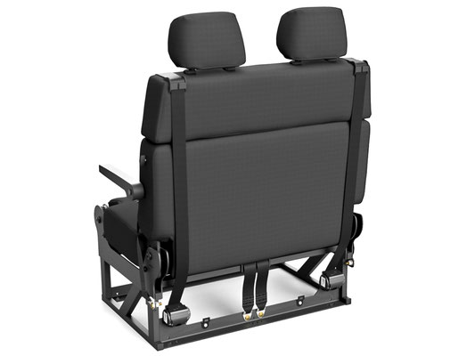 rear view of 3 point seat belts RV seat with child restrain anchorage - all ADR approved & tested
