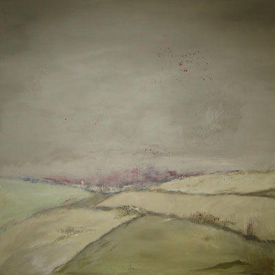 Landschaft 5, Mischtechnik auf Leinwand, 100 x 100 cm