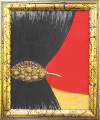 Golden Hairclip, Acryl auf Seide auf Leinwand, 30 x 24 cm 