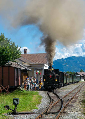August 2022 Bregenzer Wald, Bahnhof Schwarzenberg, Wälderbähnle 