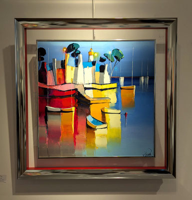 Les 2 Quais jaunes  60 X 60 cm (encadré 81x81cm)