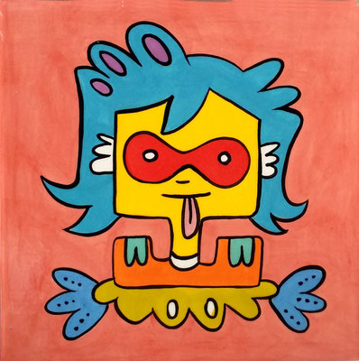 Carreaux de faïence - perso orange 21 X 21 X 3,5 cm encadré (15x15)