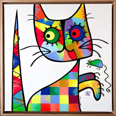 Chat a faim  60 X 60 cm