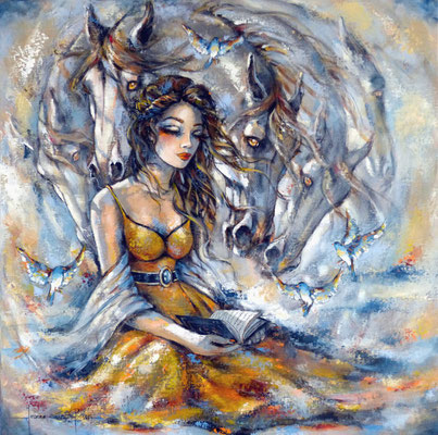 La poétesse  80 X 80 cm 