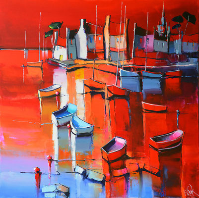 La côte rouge  80 X 80 cm