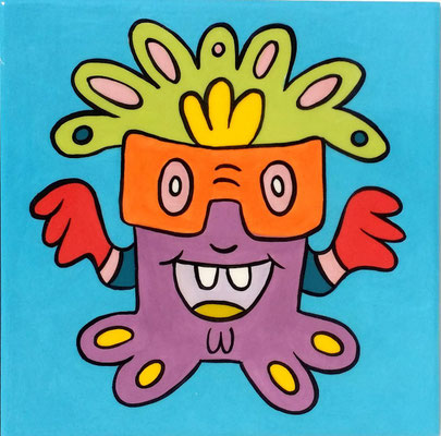 Carreaux de faïence - perso bleu 21 X 21 X 3,5 cm encadré (15x15)