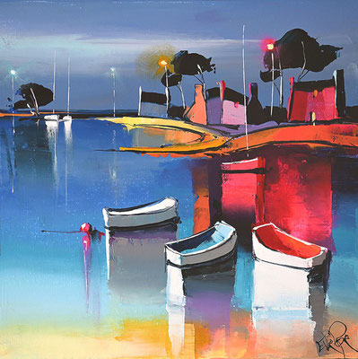 La maison rouge  40 X 40 cm