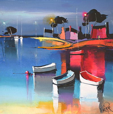 La maison rouge  40 X 40 cm
