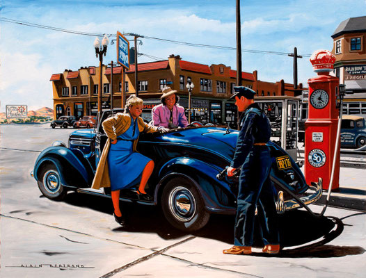 Cinversation with the Pump attendant  92 X 73 cm 30F