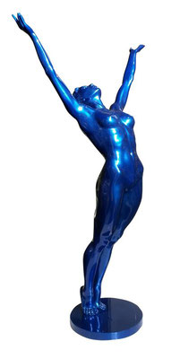 L'Eveil - Résine bleue nacrée  H 100 cm