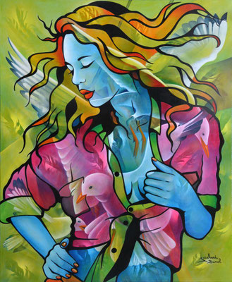 Dans un bruissement d'ailes  73 X 60 cm