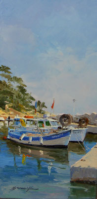 Antibes  60 X 30 X 4 cm (côtés peints 4 cm)