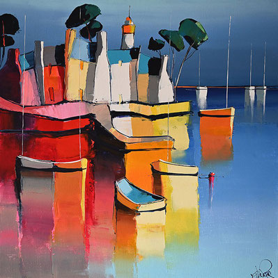Les 2 Quais jaunes  60 X 60 cm