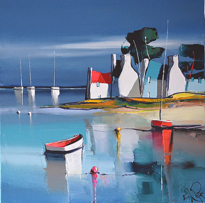 Le toit rouge  40 X 40 cm