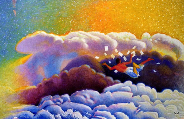 Schweben, 2006, Acryl auf Leinwand, 70 x 110 cm • Αιώρηση, Ακρυλικά σε μουσαμά
