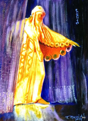 Erscheinung, 2014, Acryl auf Leinwand, 24 x 18 cm • Εμφάνηση, Ακρυλικά σε μουσαμά