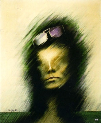 Schattengesicht, 1980, Acryl auf Leinwand, 61 x 51 cm • Σκοτεινό πρόσωπο, Ακρυλικά σε μουσαμά