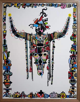 "Totem spirit" 70x90cm acrylique sur carton entoilé 2020