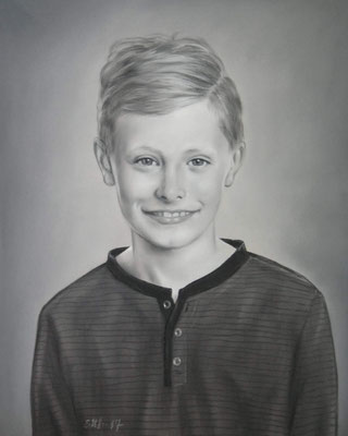 Kinder Portrait Pastell schwarz / weiß