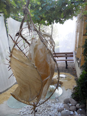 Cocon - papier de soie/bois écorcé/fibres végétales - 120/200cm - Caroline Delannoy 
