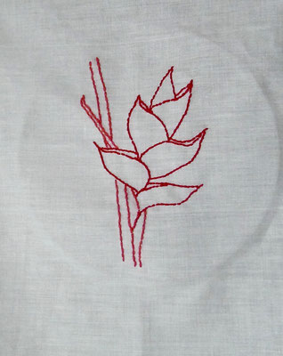 Broderie - coton sur serviette en drap - Caroline Delannoy