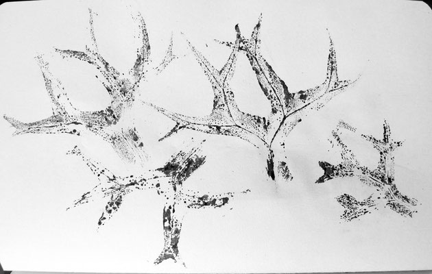 EMPREINTE encre de chine sur papier-croquis Caroline Delannoy