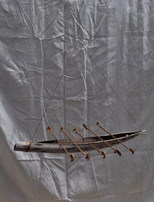 Barque  Fleur de cocotier/ bois / graines de sablier / lianes  - Caroline Delannoy