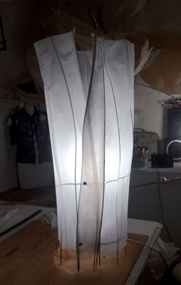 Papier lumière 90/20cm papier de soie/osier/structure métal - Caroline Delannoy - collection privée -