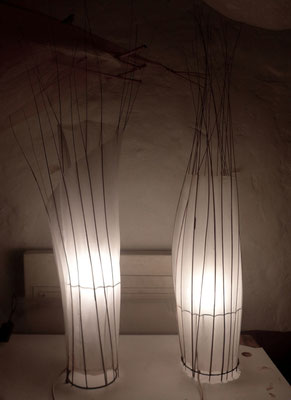 Papier lumière 90/20cm papier de soie/osier/structure métal - Caroline Delannoy 