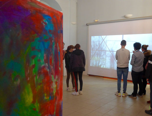 Emergence / Résidence d'artiste VIVA /lycée agricole Paul Riquet Castelnaudary / Happening peinture video installation  avec une Classe de 1ère 