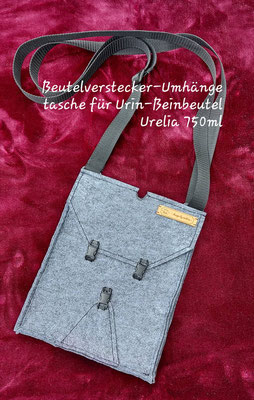 Beutelverstecker für 750ml Beinbeutel, gearbeitet als Schultertasche