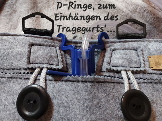 Beutelverstecker für med. Sammelbeutel (4000ml) umgearbeitet zur Schultertasche mit abnehmbaren, Längenverstellbaren Schultergurt