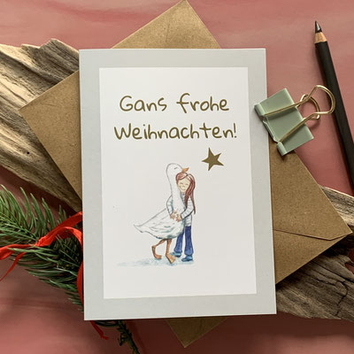 D01 Klappkarte mit Umschlag Gans frohe Weihnachten!