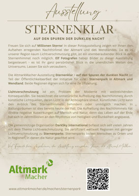 Katalog der AltmarkMacher-Ausstellung STERNENKLAR, Folie 1
