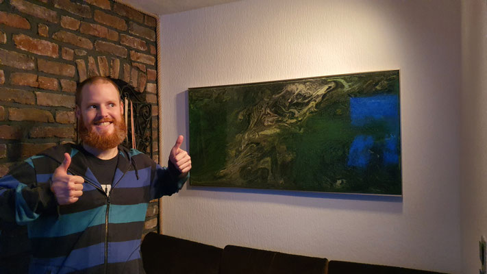 Glücklicher Kunde von "Natural Development", Abstrakt, Fluidart, Epoxidharz, Acryl, Grün