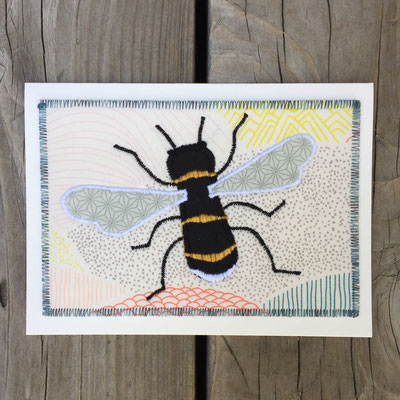 Bumble Bee Fiber Art Card