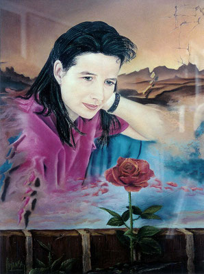 JUNTO A UNA ROSA (Pastel 80 x 60 cm)