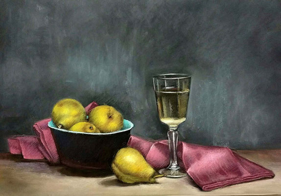 Manolo Zambrano Álvarez (Naturaleza muerta, pastel 61 x 46 cm)