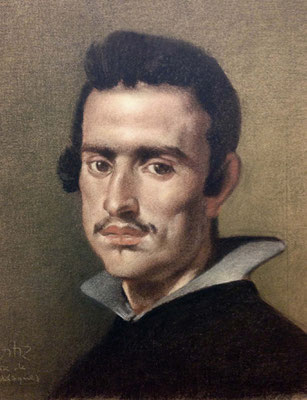 Antonio Ángel Ortiz Sánchez (Copia de Velázquez, lápiz sepia-sanguina-blanco-negro 65 x 50 cm)