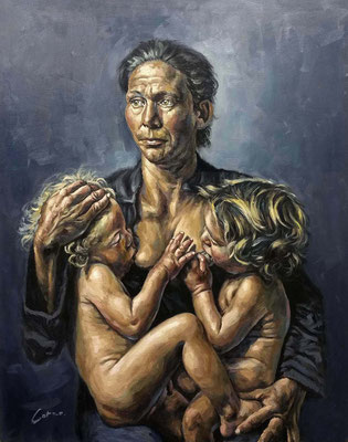 Carlos Sánchez Corzo (Maternidad Gitana, óleo 100 x 81 cm)