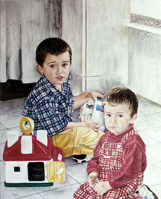 JULIAN Y CARLOS  (Pastel 92 x 73 cm)