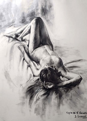 Isabel Lozano Grajera (Desnudo, carboncillo 65 x 50 cm)