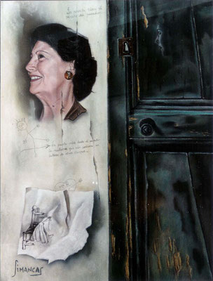 LA PUERTA TIENE EL SECRETO DEL PASADO (Pastel 65 x 50 cm)